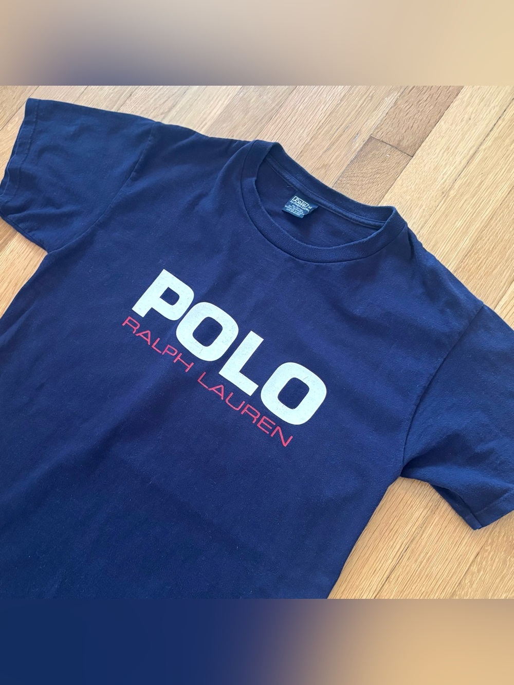 Vintage Polo Ralph Lauren Graphic Shirt Mens Medium Navy Blue Y2K Rare USA